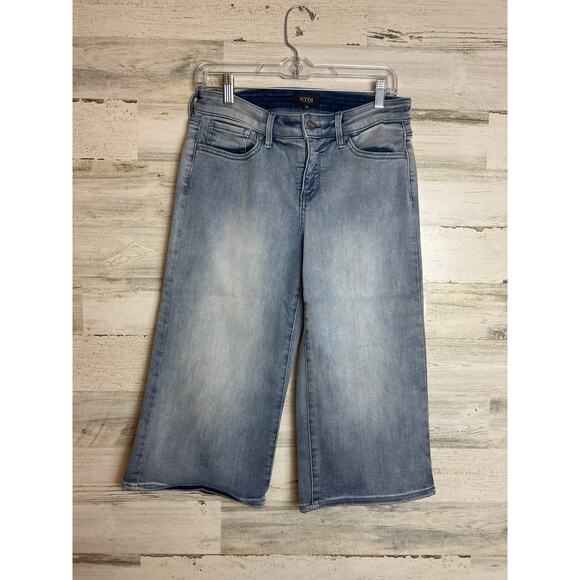 NYDJ size 4 Pedal Pushers Jeans Clean Affection Blue denim wide leg crop pant - Picture 1 of 4